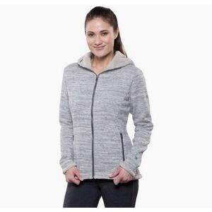 Kuhl Fleece Lined Jacket Full Zip Hood Alaska Alska Size Large Womens Gray